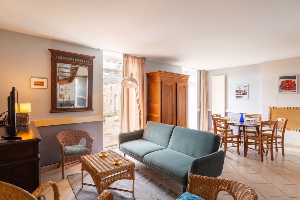 Gite Le Pressoir Salon donnant sur la terrasse